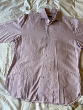 Ermenegildo Zegna Light Pink W/Blue Micro-Pattern Dress Shirt